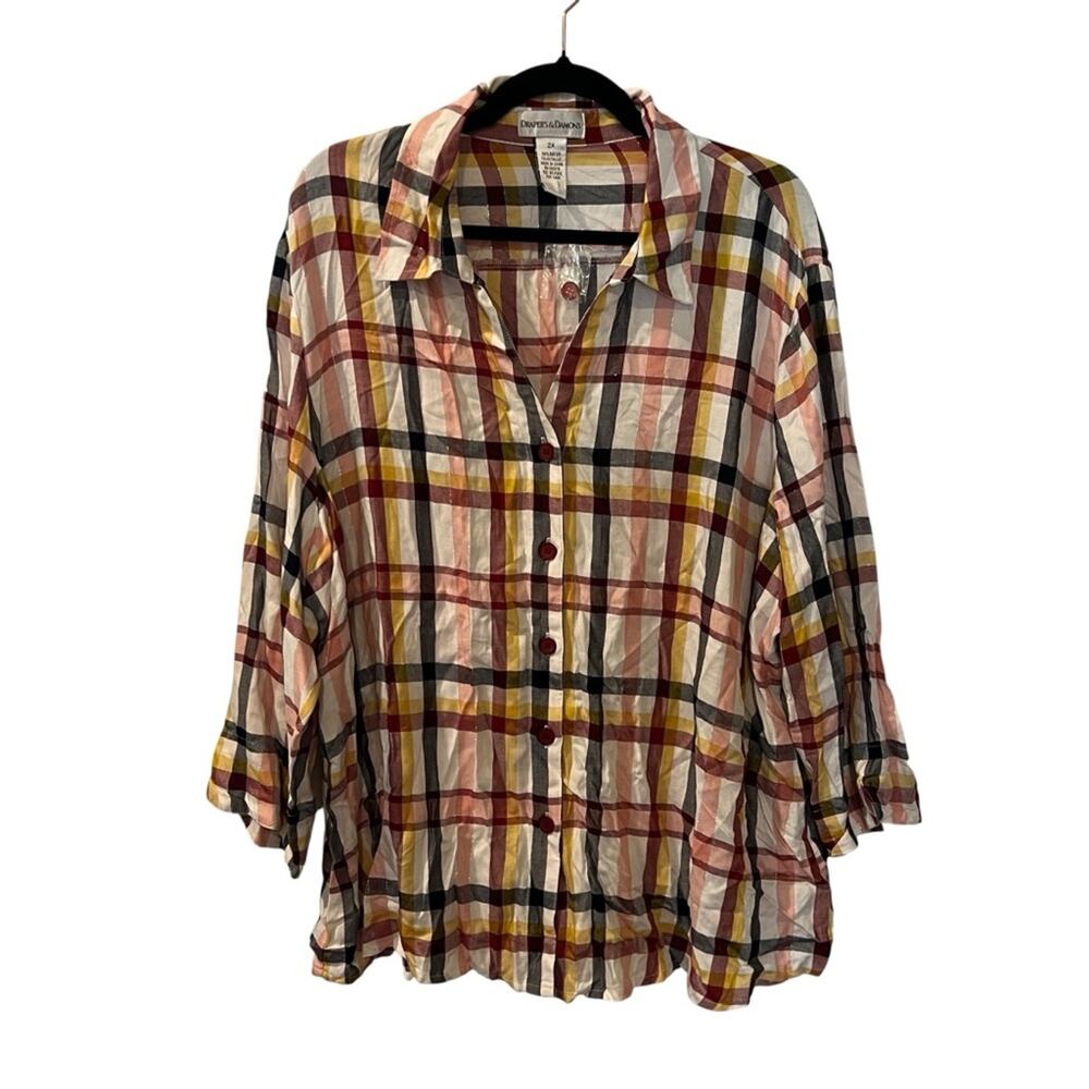 NWOT VTG Draper's & Damon's 2X Patterned Button Down Shirt